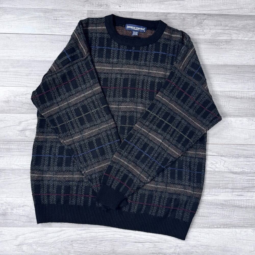 Vintage Sweater Grandpa Dad Made in Korea Knit Sweater 80s 90s XXL
